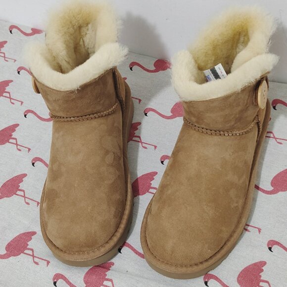 UGG Brown Buckle Snow Womens Boots - Picture 2 of 7